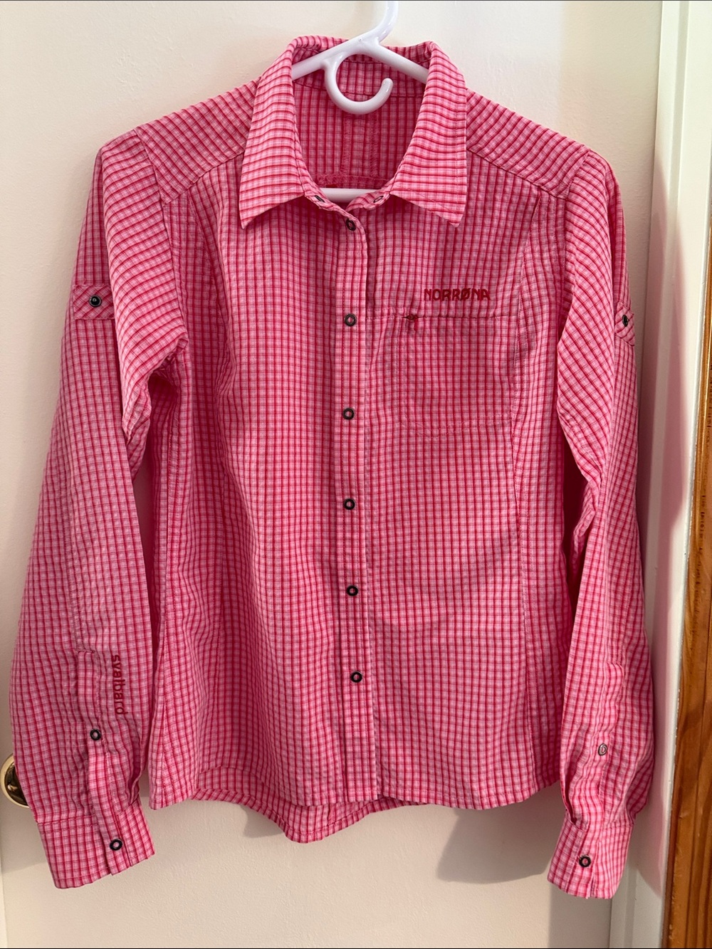 NORRONA Women’s Pink Check Button-Down Shirt
